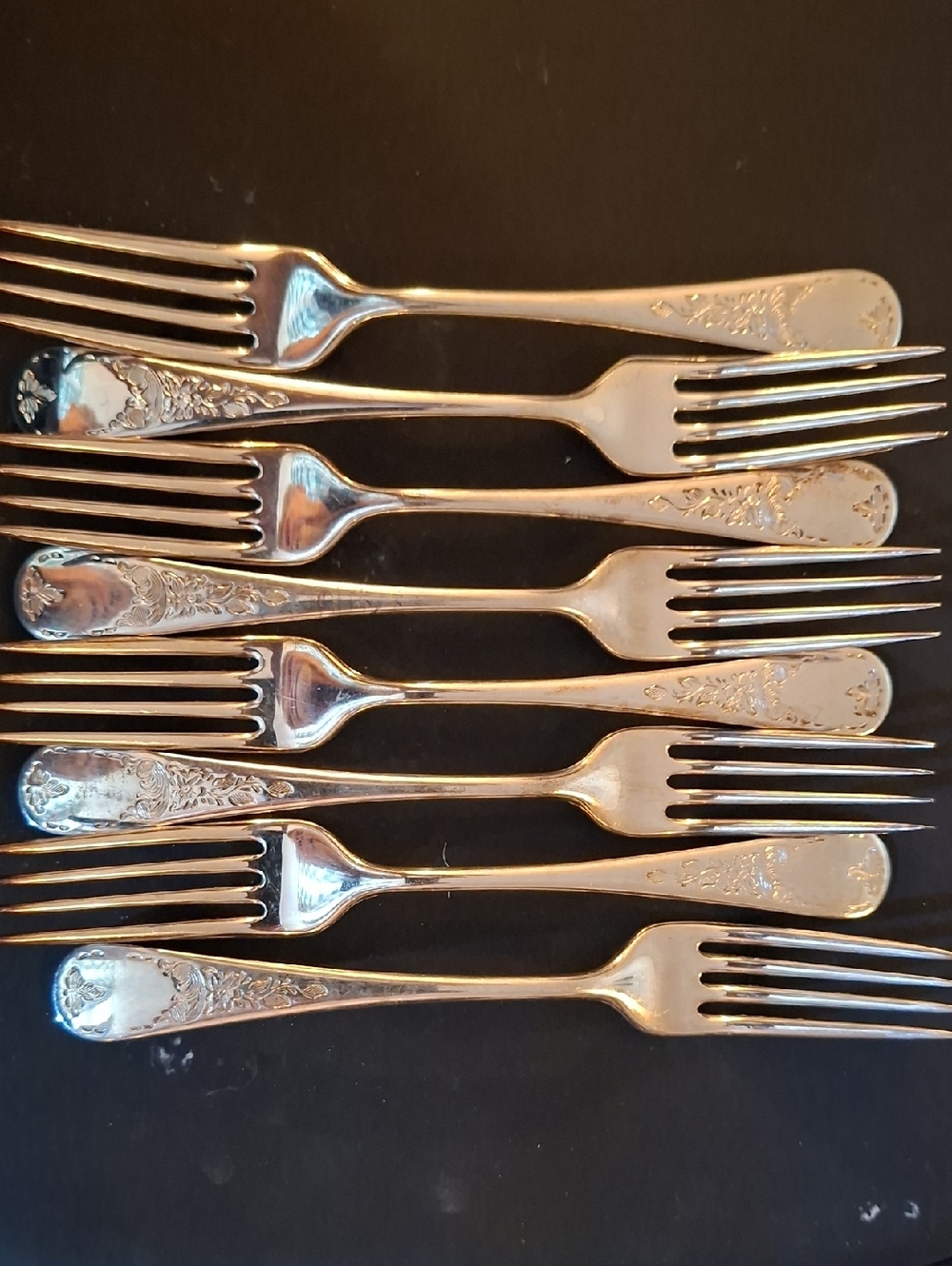 Vintage BIRKS Regency Queen Mary Luncheon? Forks - Set of 8 - Silver